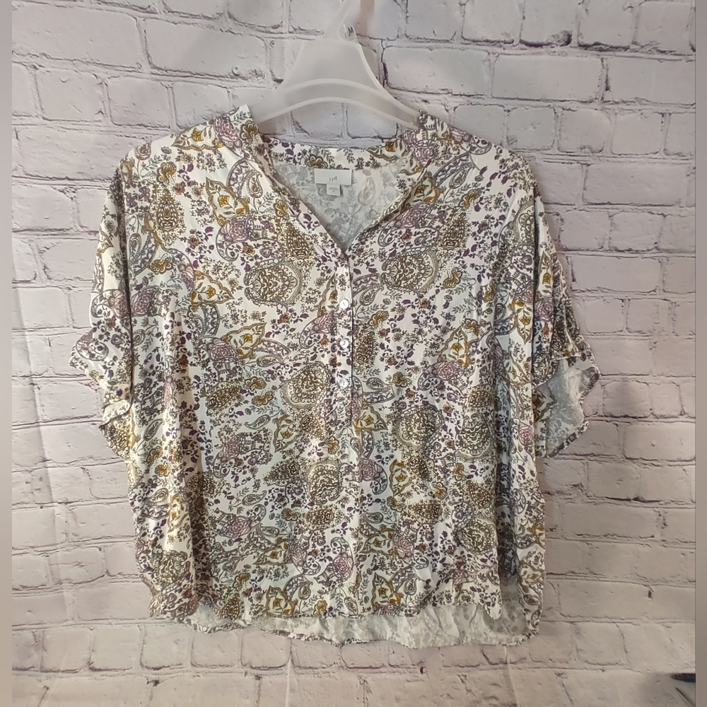 J.Jill Porcelain Paisley Relaxed Tunic 2X Top Lenzing Ecovero Viscose